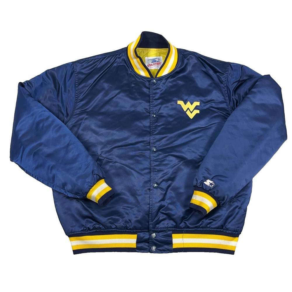 Vintage West Virginia Mountaineers Jacket Men XL Starter Satin Bomber 80s WVU
